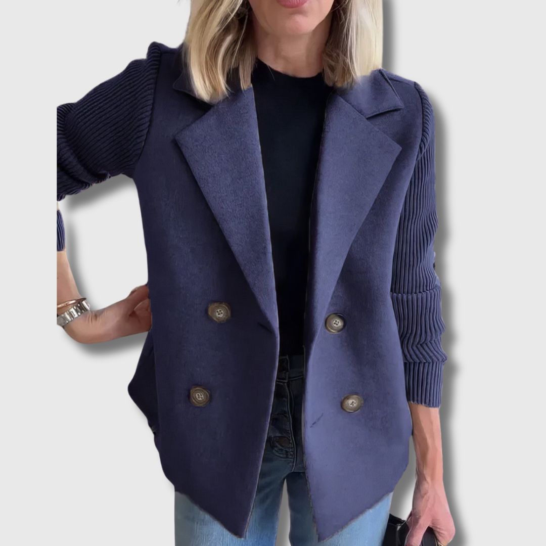 CLAIRE | Lange Strickjacke mit Patchwork-Ärmeln, Tendance und Chic