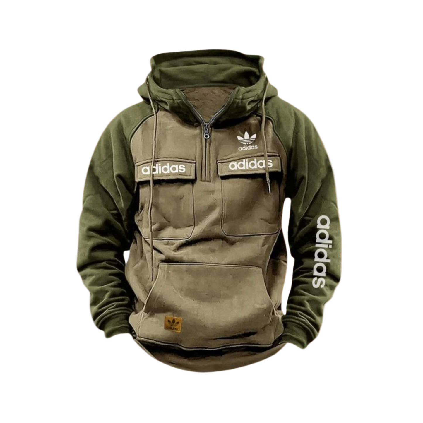 ADIDAS™ - Green Beige Tactical Quarter Hoodie