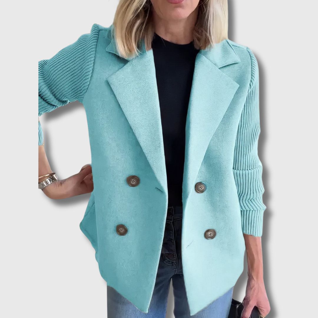 CLAIRE | Lange Strickjacke mit Patchwork-Ärmeln, Tendance und Chic