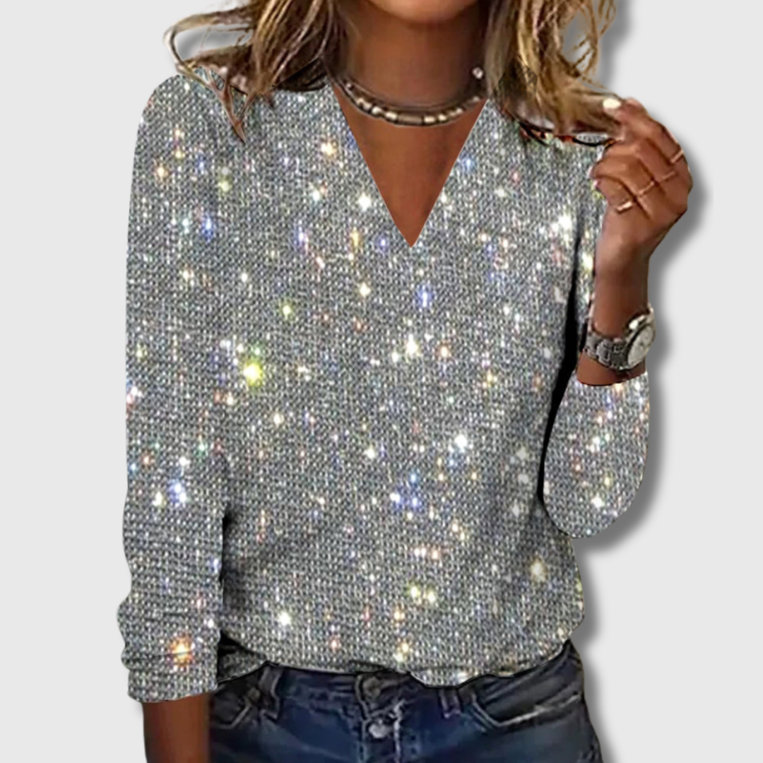 Sophie | Glitzernde Langarmbluse aus Premiumstoff für besondere Anlässe