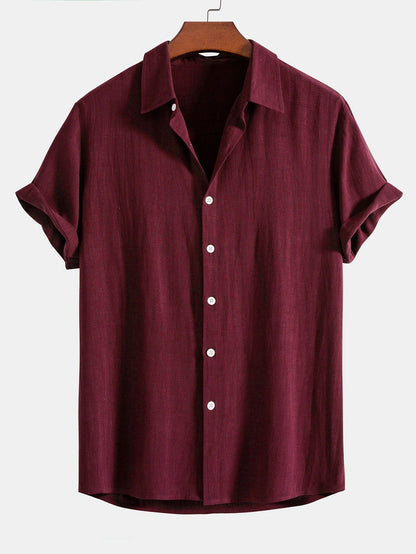 Linen Rayon Blend Button Up Shirt