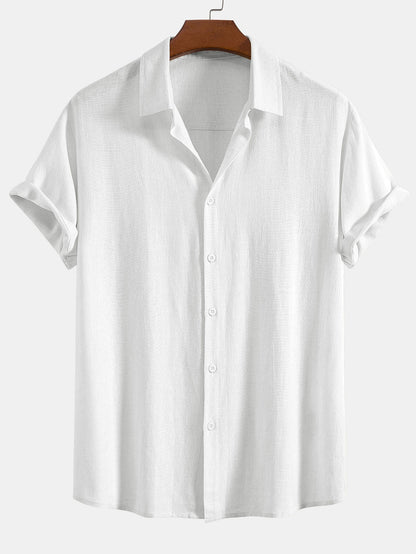 Linen Rayon Blend Button Up Shirt