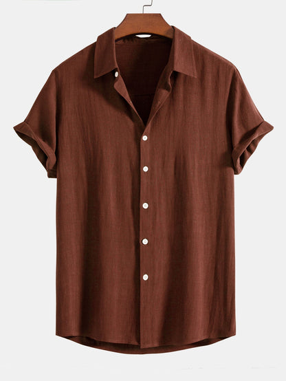 Linen Rayon Blend Button Up Shirt