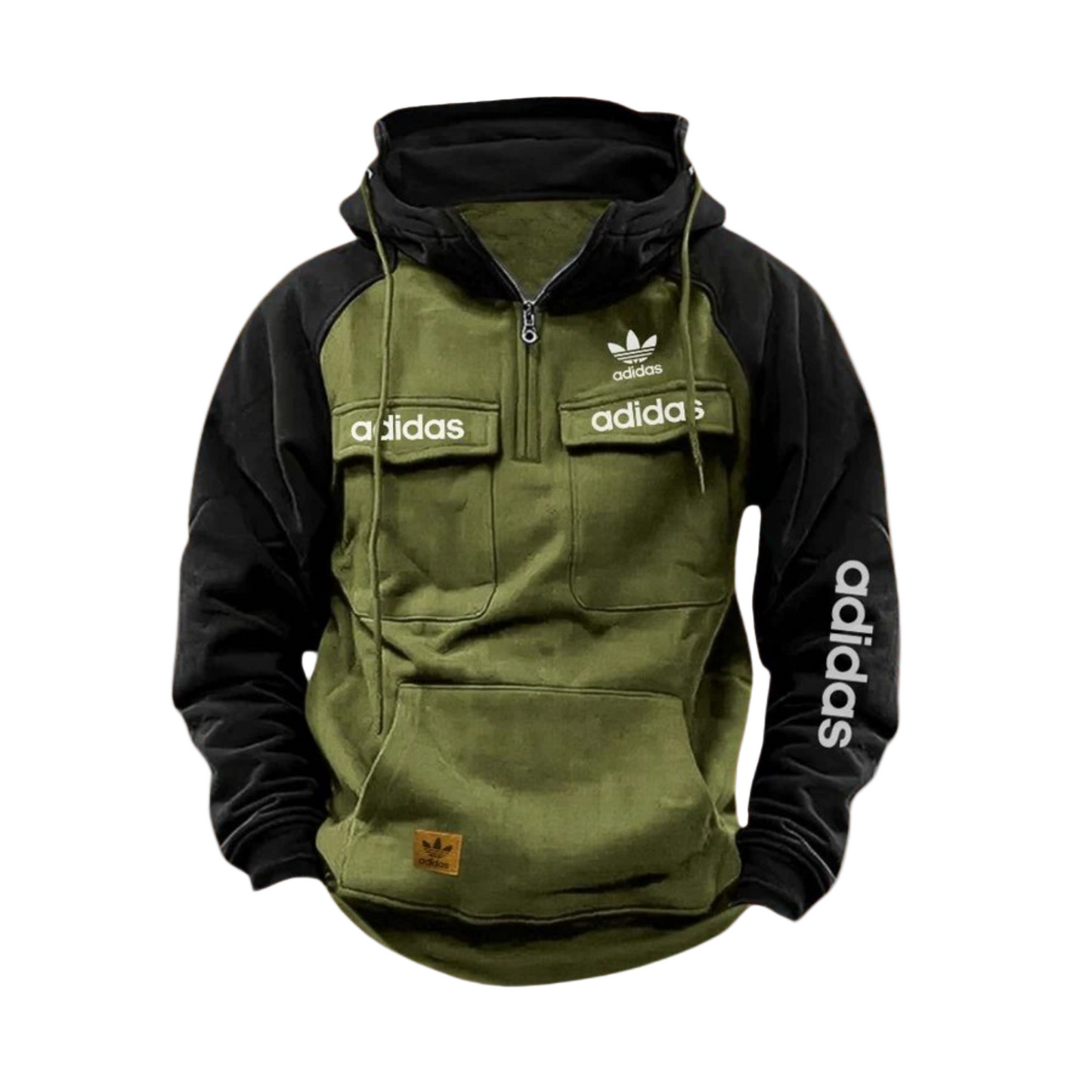 ADIDAS™ - Black Green Tactical Quarter Hoodie