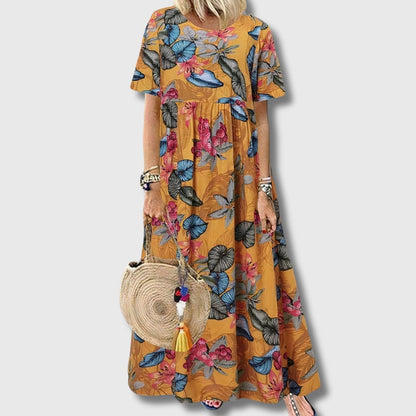 FLORA | Langes geblümtes Kleid Elegant und temperamentvoll