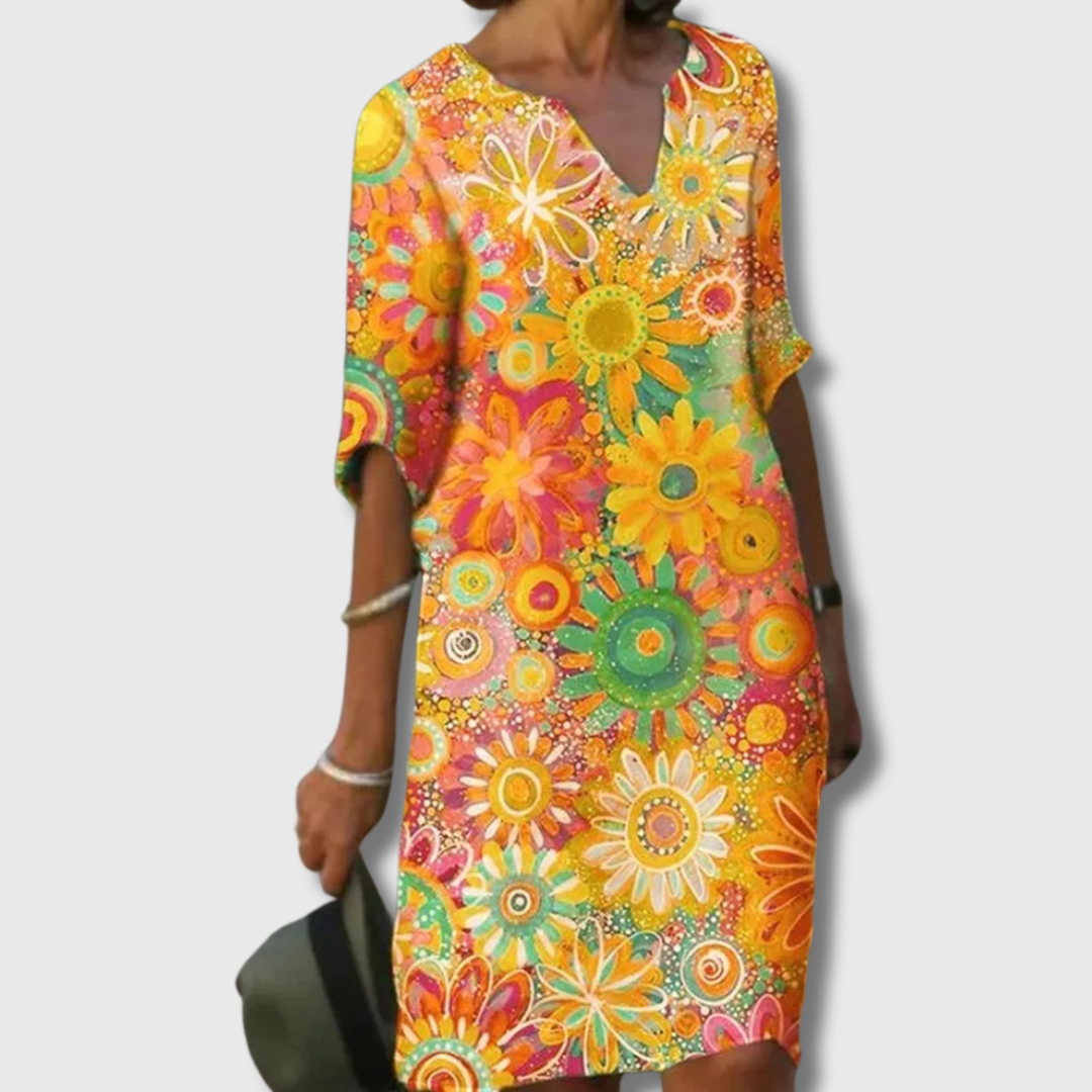 Emma | Blumenkleid aus hochwertiger Baumwolle – Luftiger Sommertraum