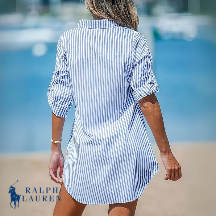R. Ꮮаᴜгеn Classic Striped Shirt Dress