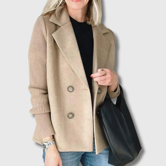 CLAIRE | Lange Strickjacke mit Patchwork-Ärmeln, Tendance und Chic