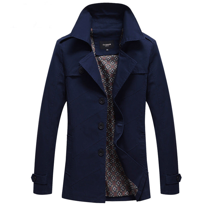 Kingswell™ Navy Wool-Blend Trench Coat