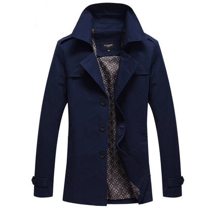 Kingswell™ Navy Wool-Blend Trench Coat