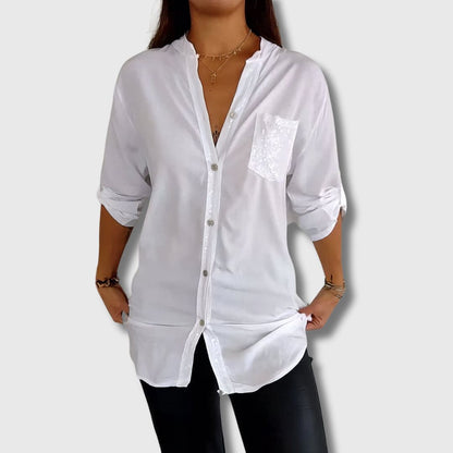 LUCIE | Patchwork-Top mit Pailletten, glänzend und elegant