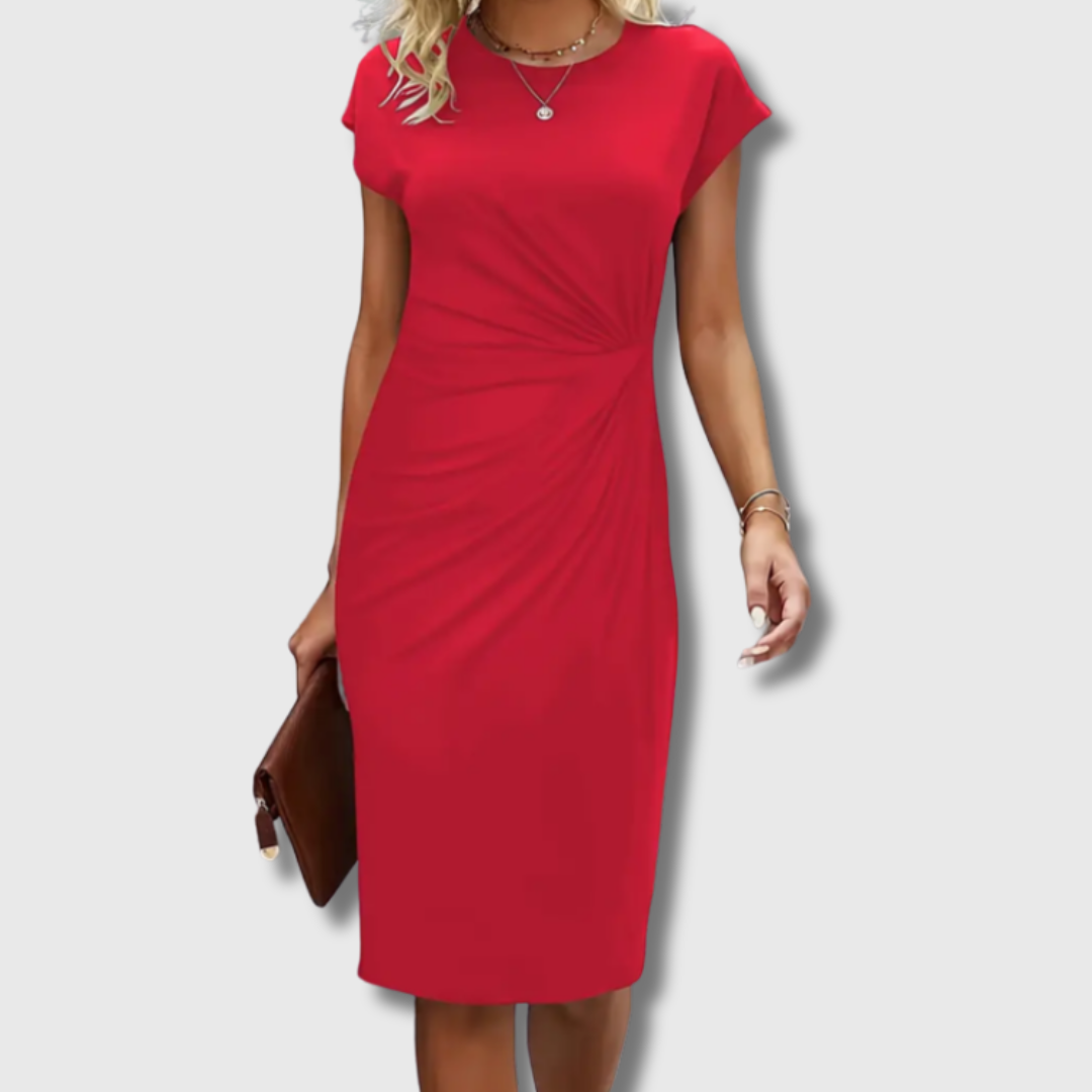 Martina| Midi-Kleid mit kurzen Ärmeln – Eleganz in Premium-Qualität