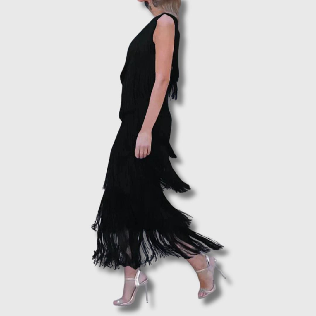 Lauren | Elegantes und raffiniertes Kleid mit Fransen