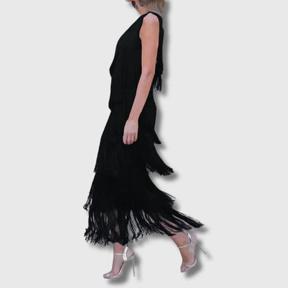 Lauren | Elegantes und raffiniertes Kleid mit Fransen