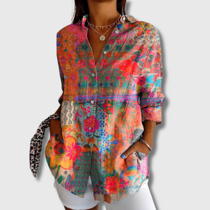 Stella| Handgefertigte Bluse mit floralem Muster – Premiumqualität