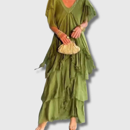 SAVANE | Fließendes langes Kleid mit elegantem V-Ausschnitt