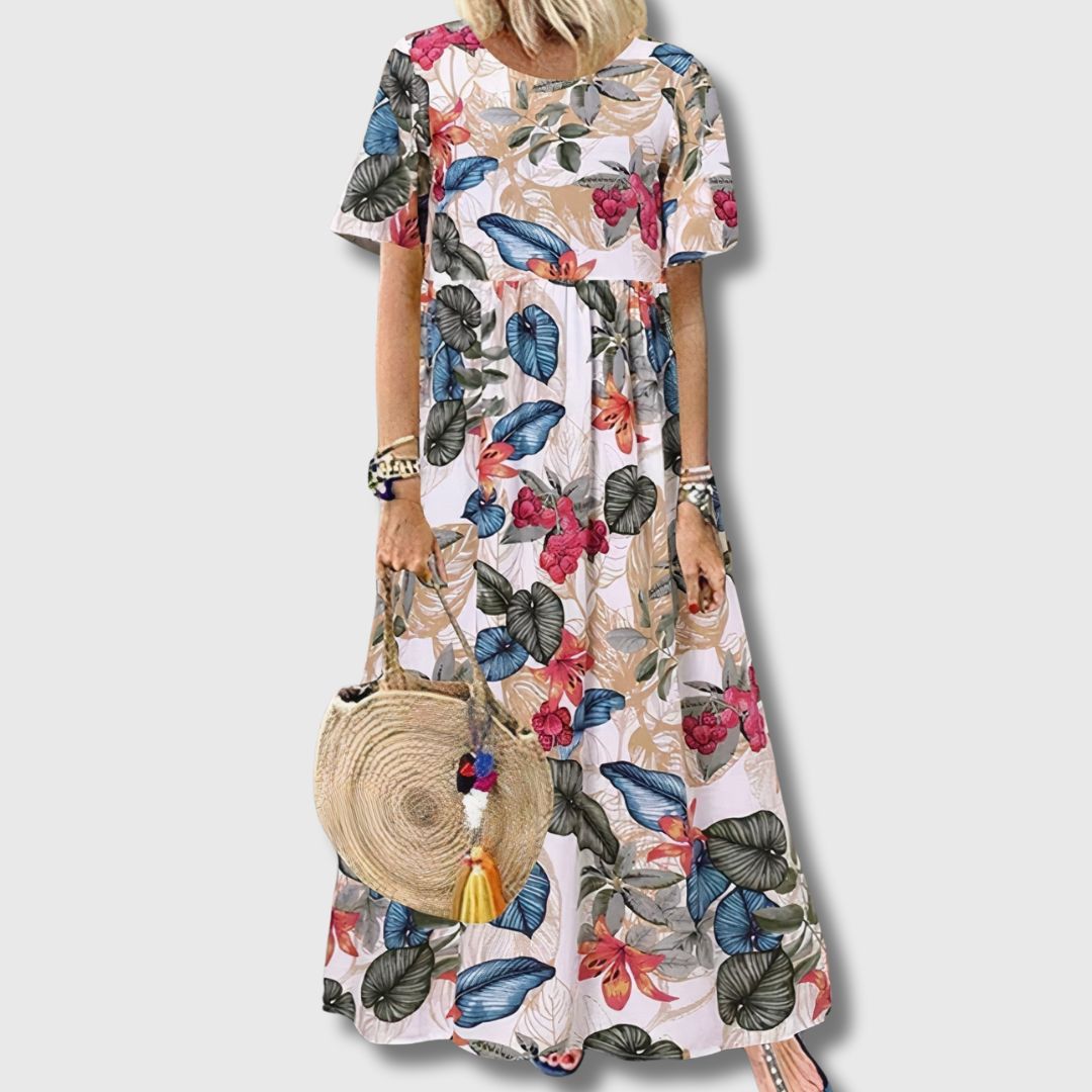 FLORA | Langes geblümtes Kleid Elegant und temperamentvoll