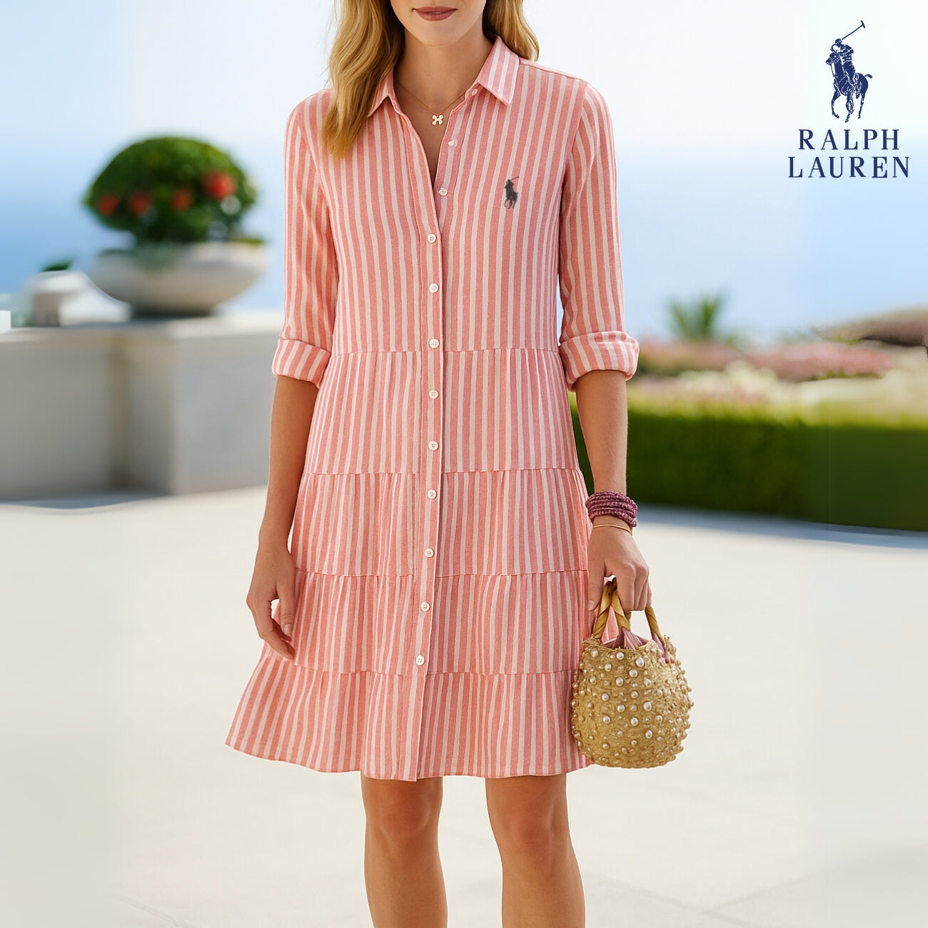 Striped Shirt Dress by R. Ꮮаᴜгеn + R. Ꮮаᴜгеn Brie Tote Bag