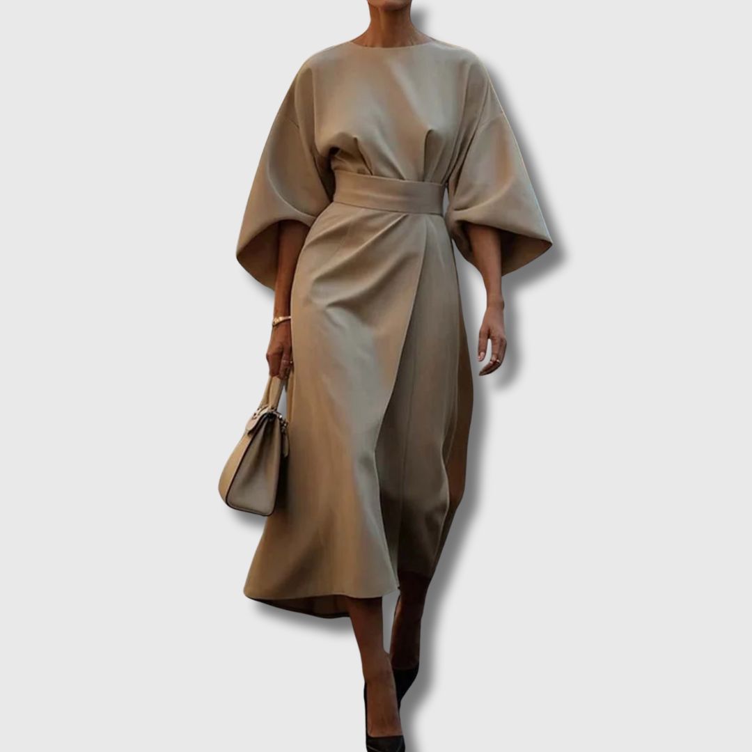 Sonia | Elegantes Kleid mit Laternenärmeln und Gürtel