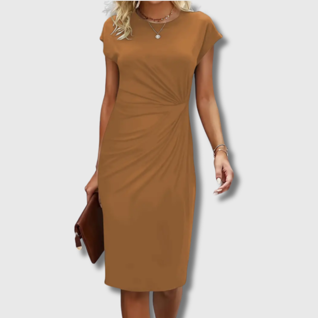 Martina| Midi-Kleid mit kurzen Ärmeln – Eleganz in Premium-Qualität