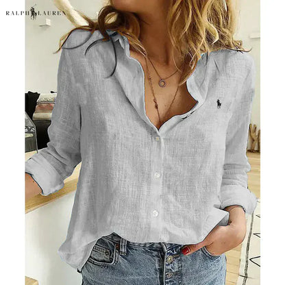 R. Ꮮаᴜгеn Linen Button-Up Shirt